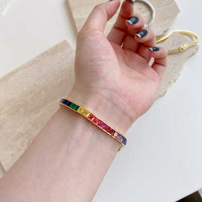 [Elite]Radiant Colorful Princess Cut Tennis Bracelet