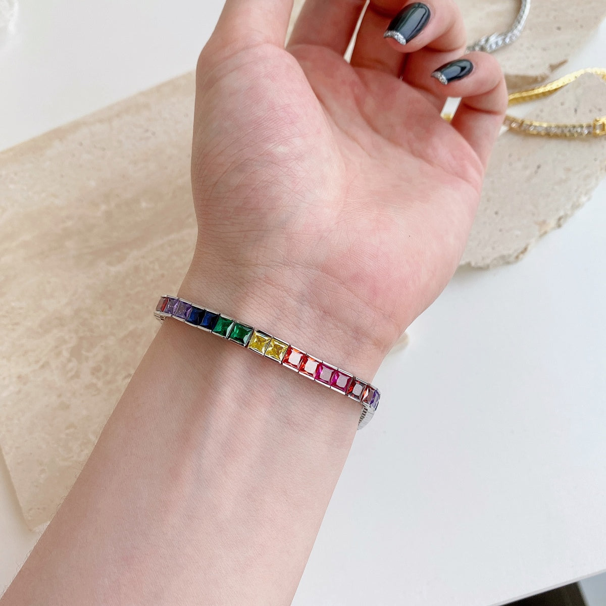 [Elite]Radiant Colorful Princess Cut Tennis Bracelet