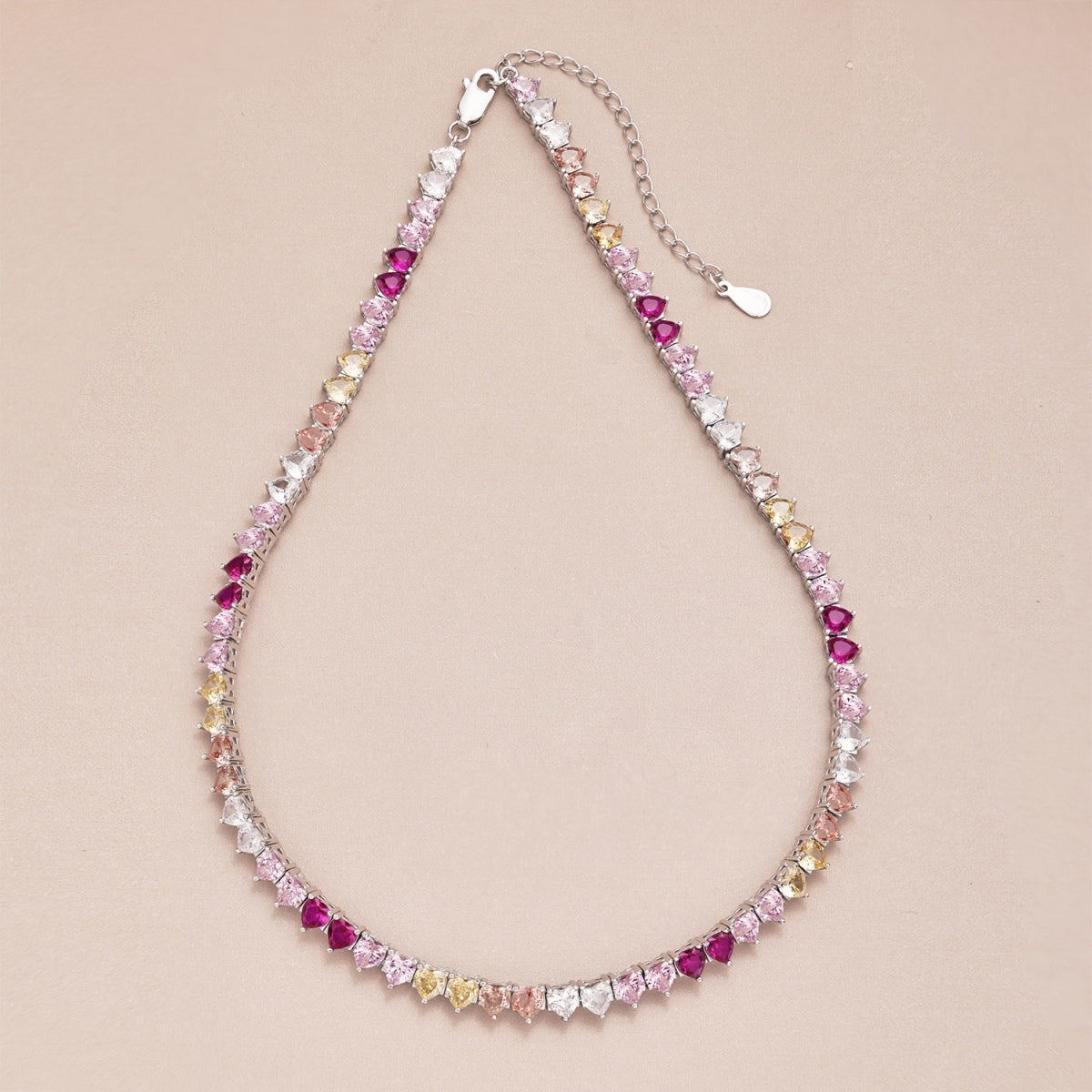 [Elite]Sparkling Colorful Full Heart Tennis Necklace
