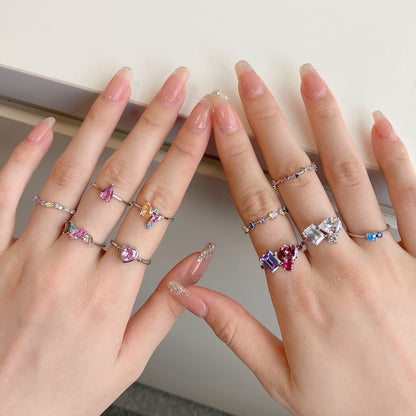 [Elite]Radiant Colorful Round Cut Daily Ring