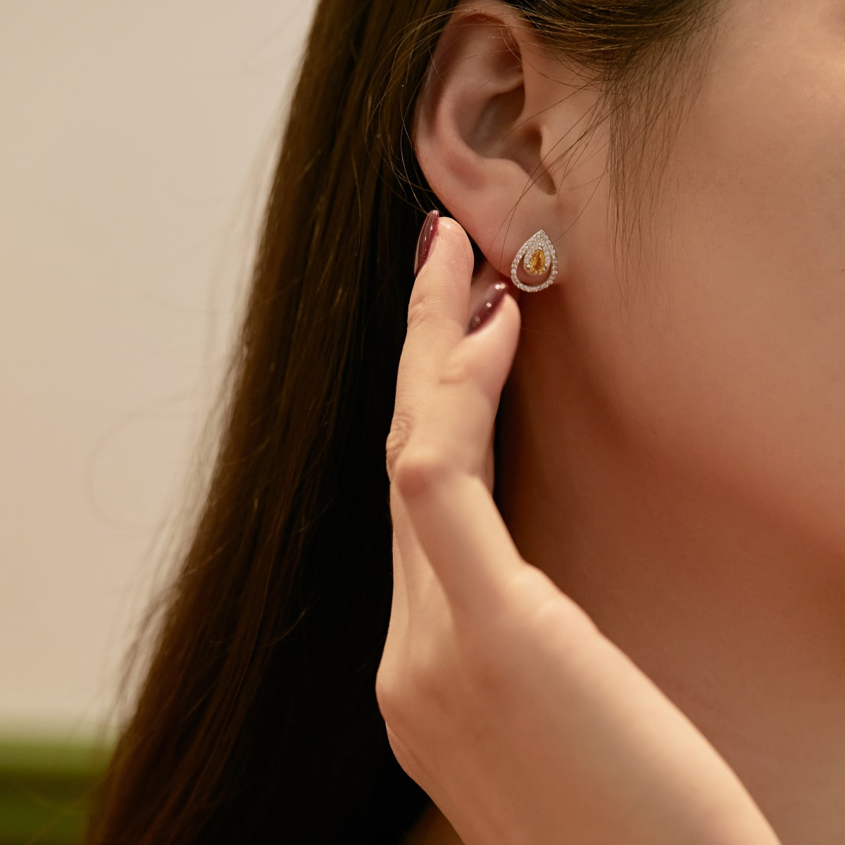 [Elite]Sparkling Delicate Water Drop Shape Daily Earrings