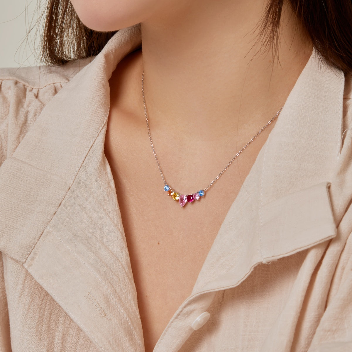 [Elite]Dainty Colorful Heart Necklace