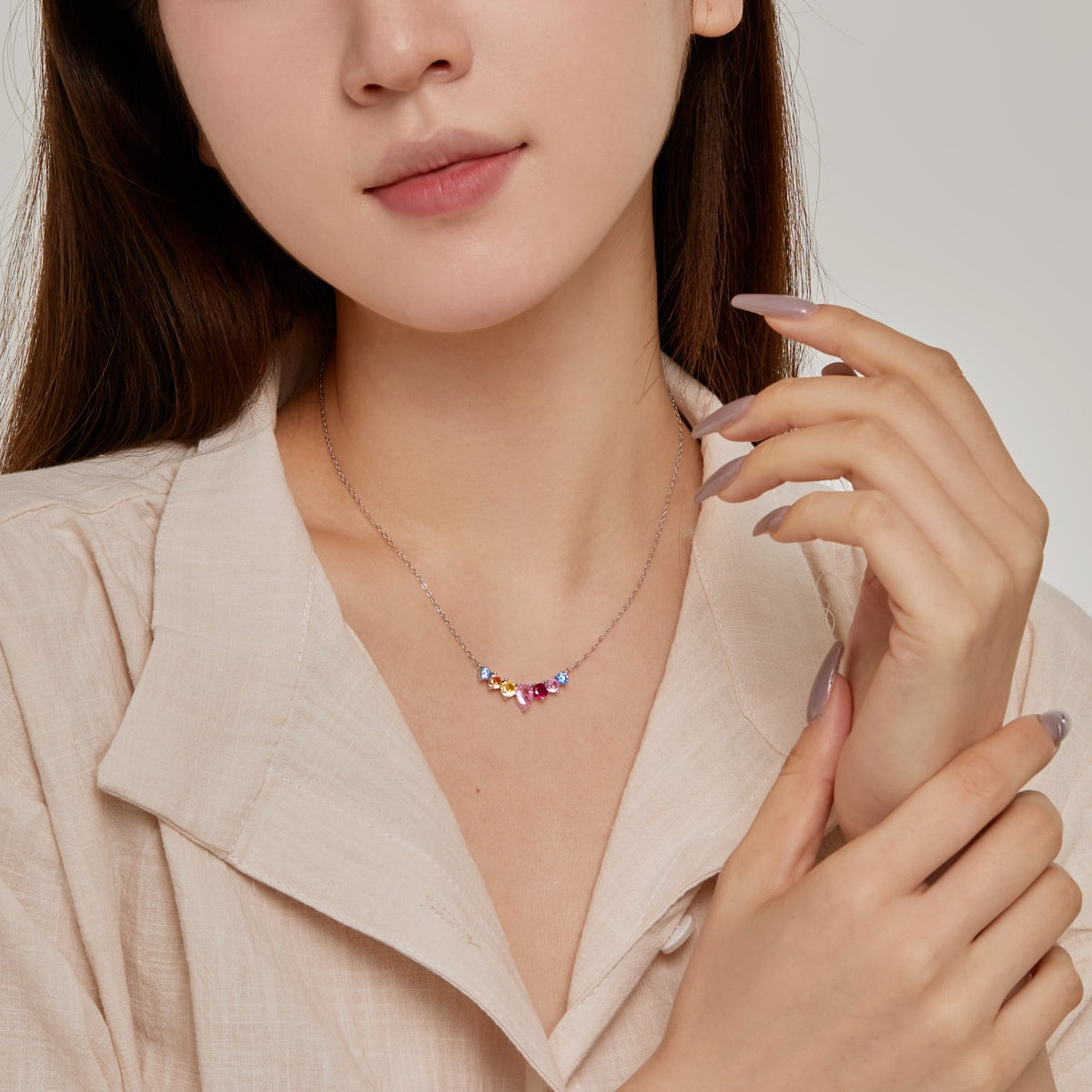[Elite]Dainty Colorful Heart Necklace