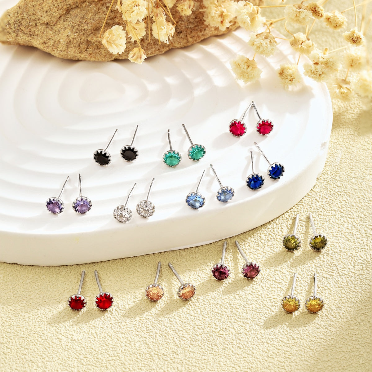 [Elite]Sparkling Colorful Round Shape Earrings