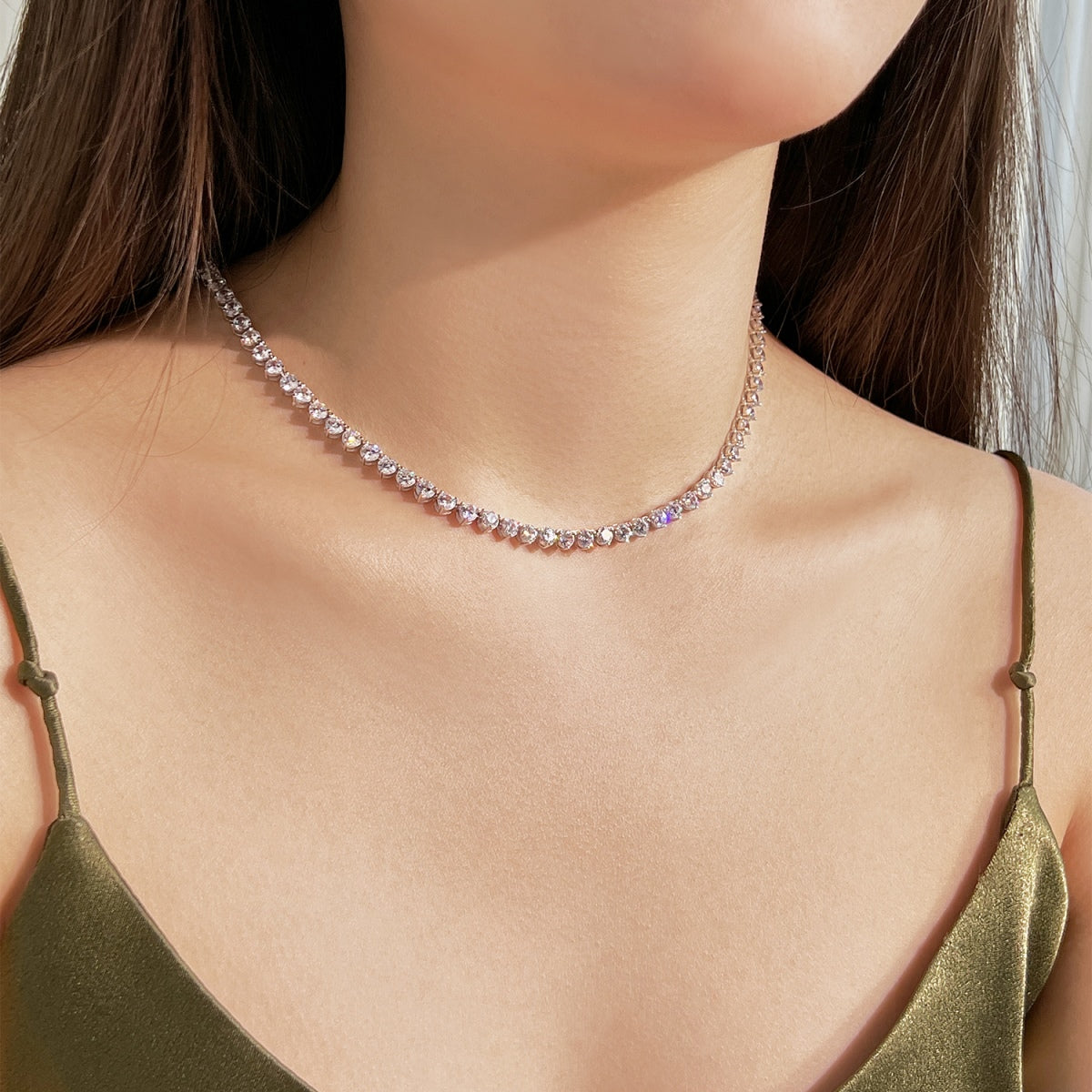 [Elite]Ornate Heart Cut Tennis Necklace