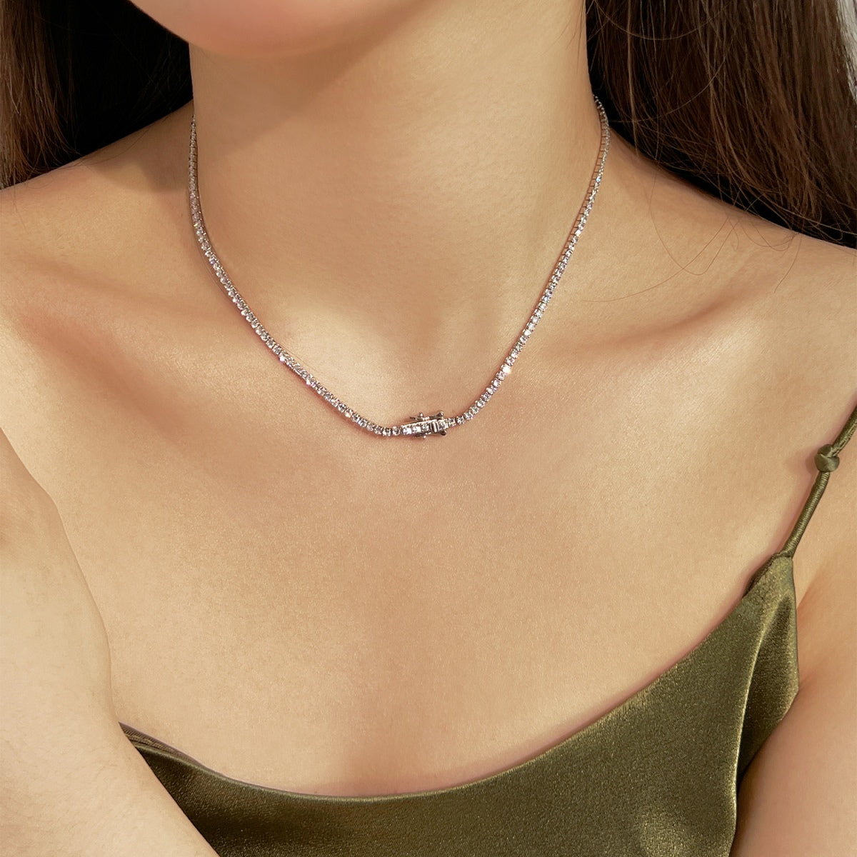 [Elite]Delicate Round Shape Tennis Necklace