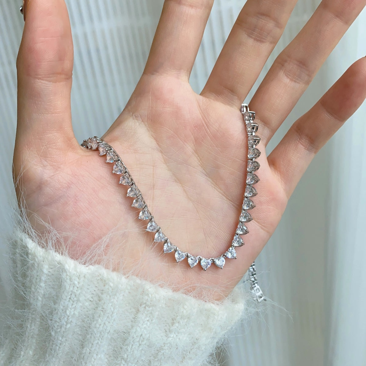 [Elite]Ornate Heart Cut Tennis Necklace