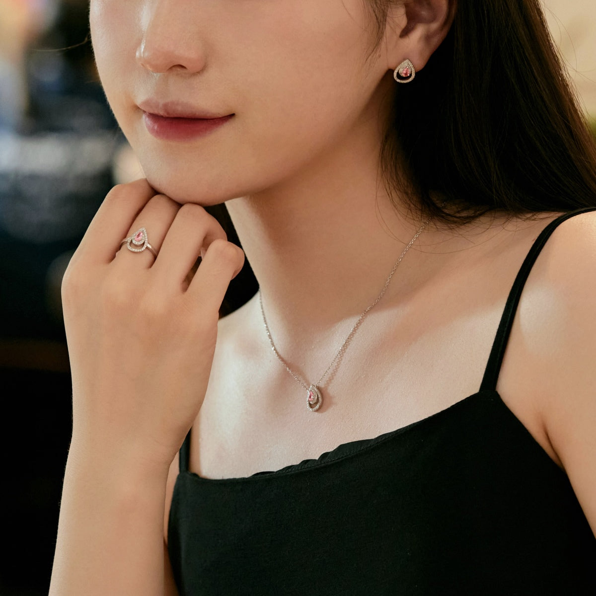 [Elite]Sparkling Delicate Water Drop Shape Daily Earrings