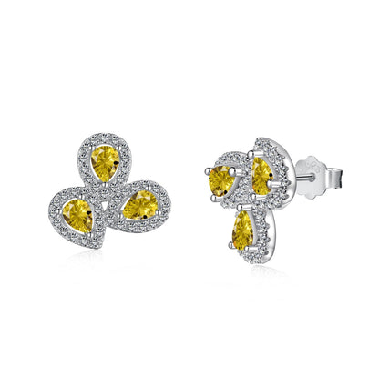 [Elite]Ornate Flower Shape Pear Cut Lover Earrings
