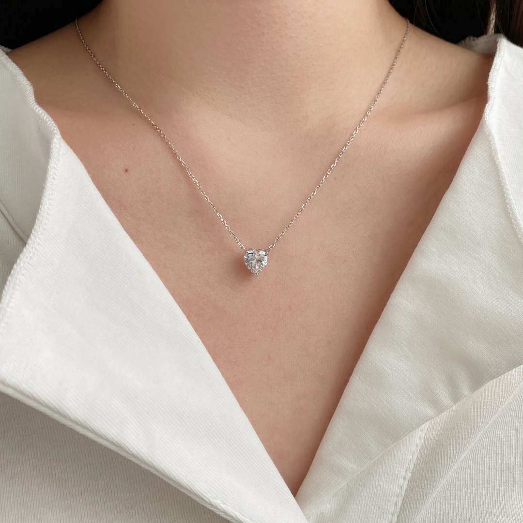 [Elite]Heart Shape Main Stone Pendant Collarbone Necklace
