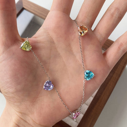 [Elite]Sparkling Colorful Heart Cut Necklace