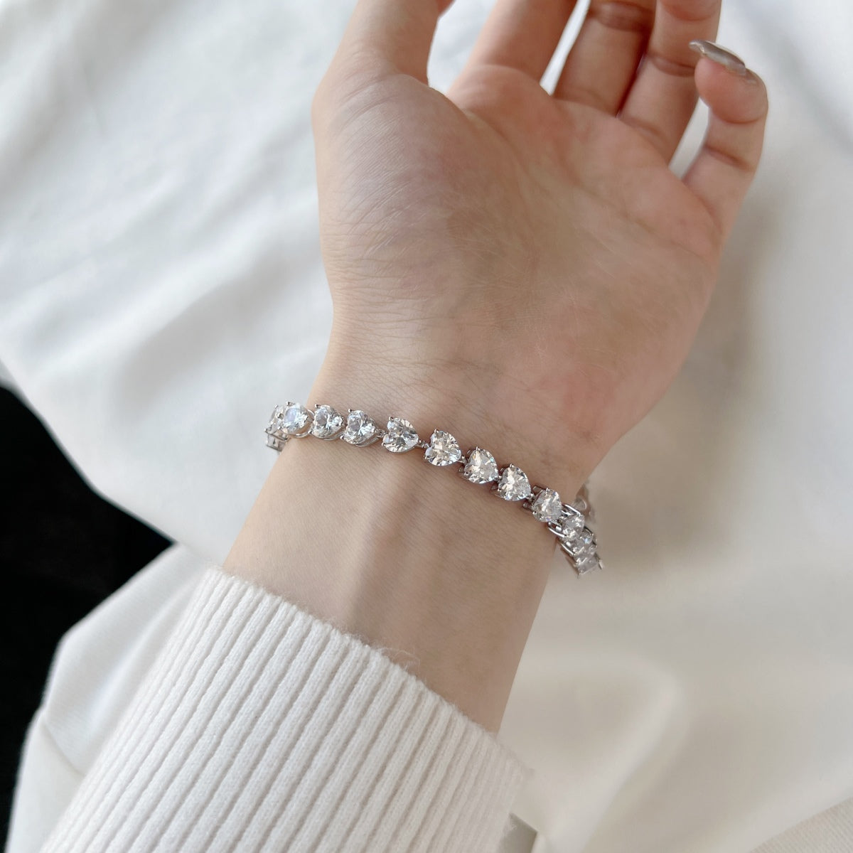 [Elite]0.75 Carat Elegant Romantic Heart Shape Lover Bracelet