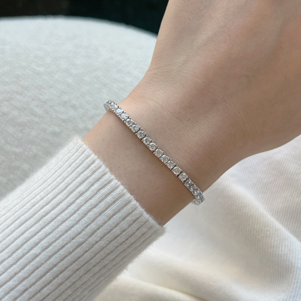 [Elite]Dainty Charming Round Cut Tennis Bracelet