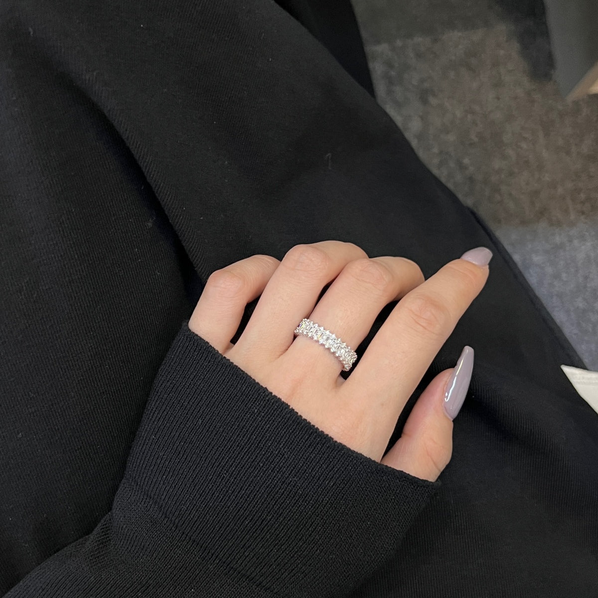 [Elite]Splashy Ornate Emerald Cut Cocktail Ring