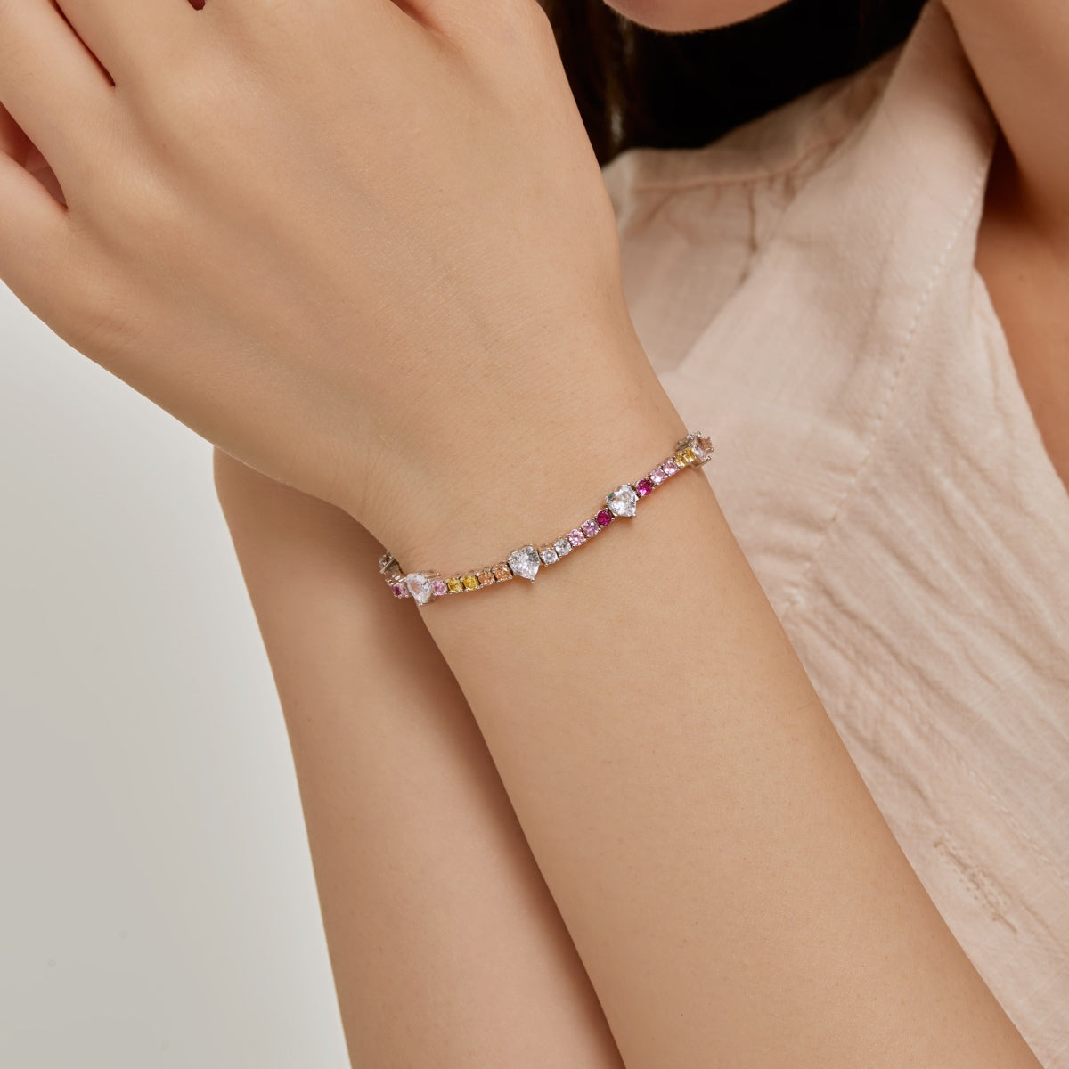[Elite]Romantic Heart Shape Round Cut Lover Bracelet