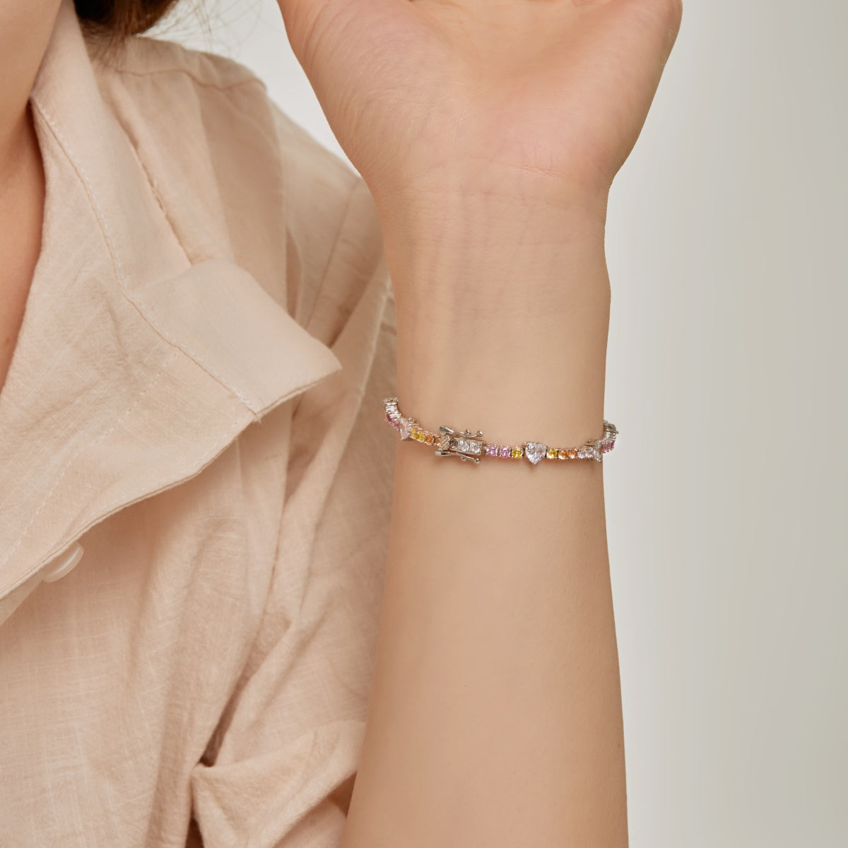 [Elite]Romantic Heart Shape Round Cut Lover Bracelet