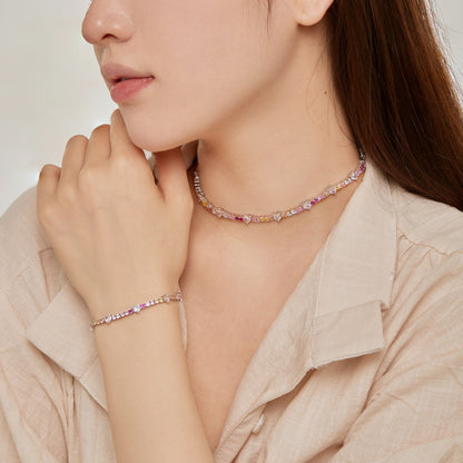 [Elite]Romantic Heart Shape Round Cut Lover Bracelet