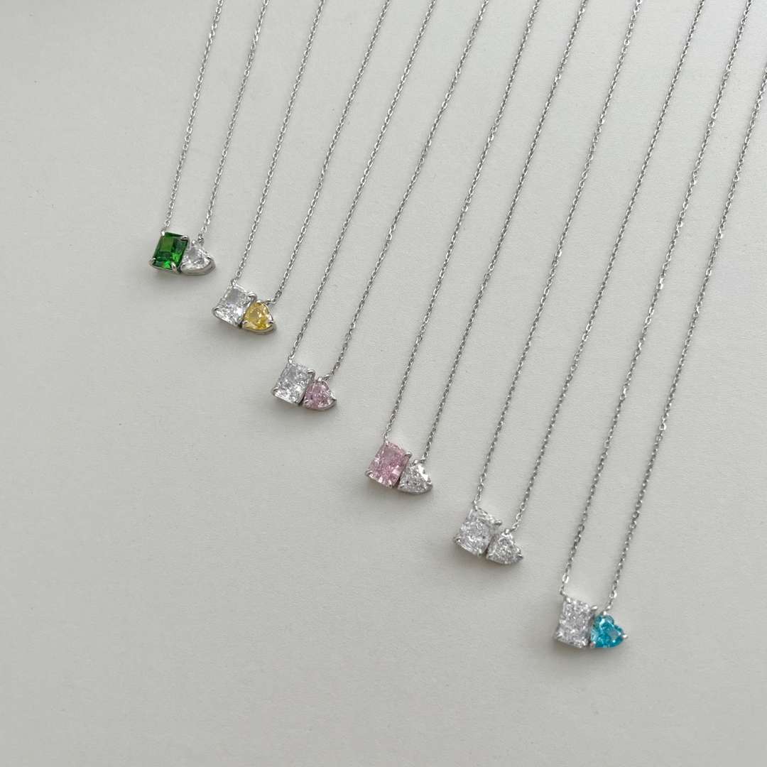 [Elite]Dazzling Square & Heart Shape Necklace