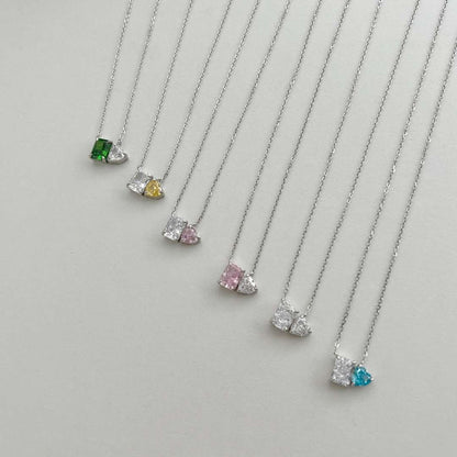 [Elite]Dazzling Square & Heart Shape Necklace