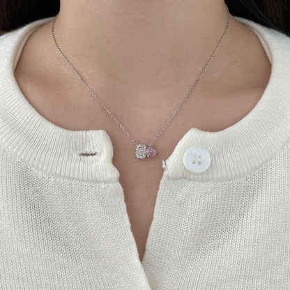[Elite]Dazzling Square & Heart Shape Necklace