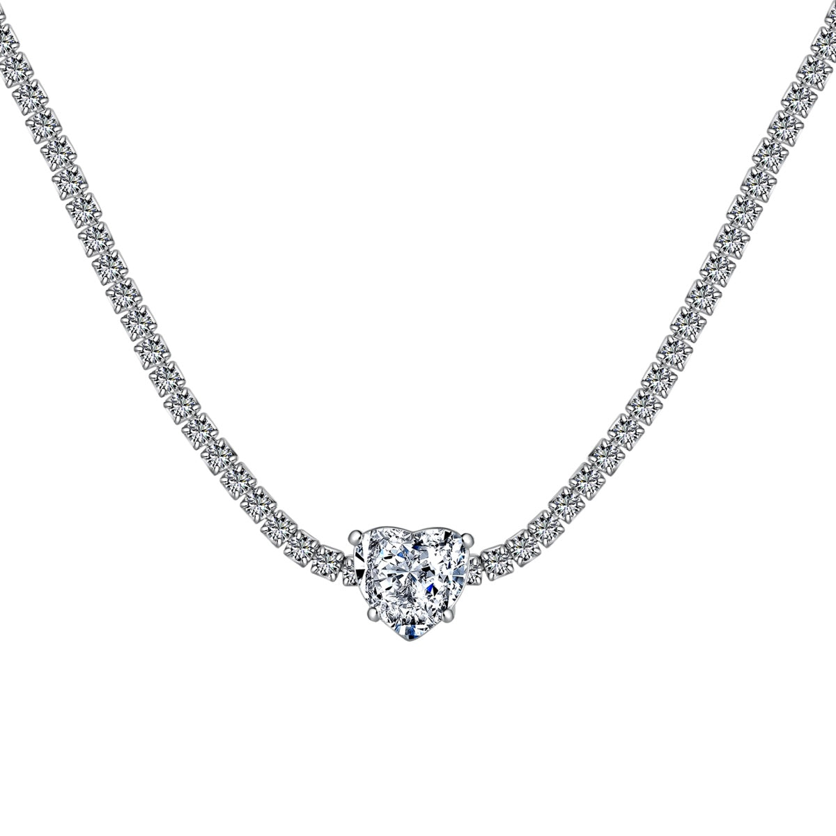 [Elite]2.0 Carat Sparkling Tennis Heart Cut Necklace