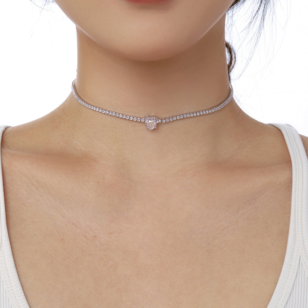 [Elite]2.0 Carat Sparkling Tennis Heart Cut Necklace