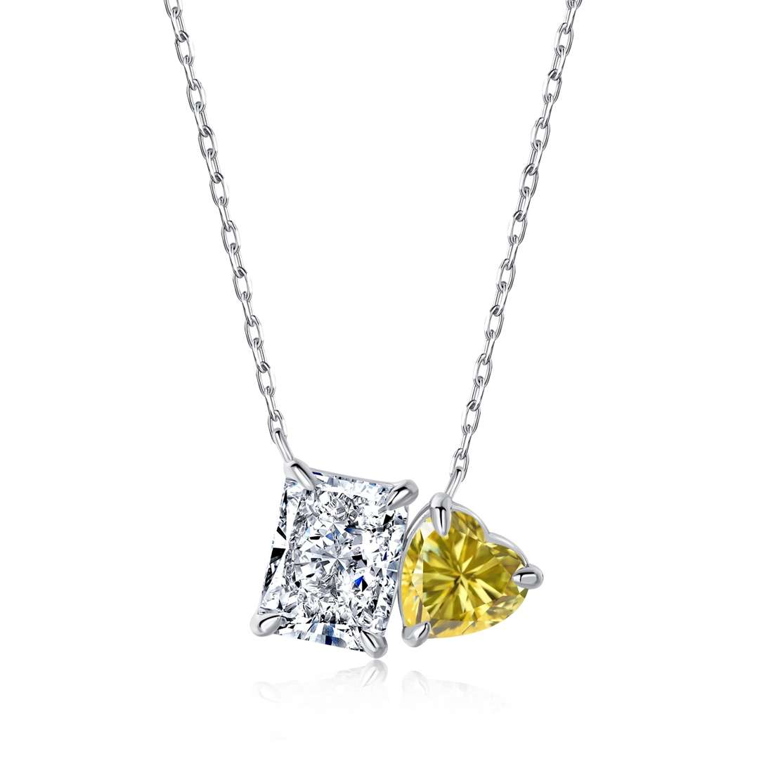 [Elite]Dazzling Square & Heart Shape Necklace