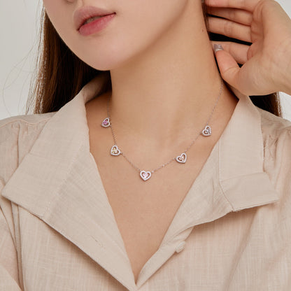 [Elite]Sparkling Five Heart Necklace