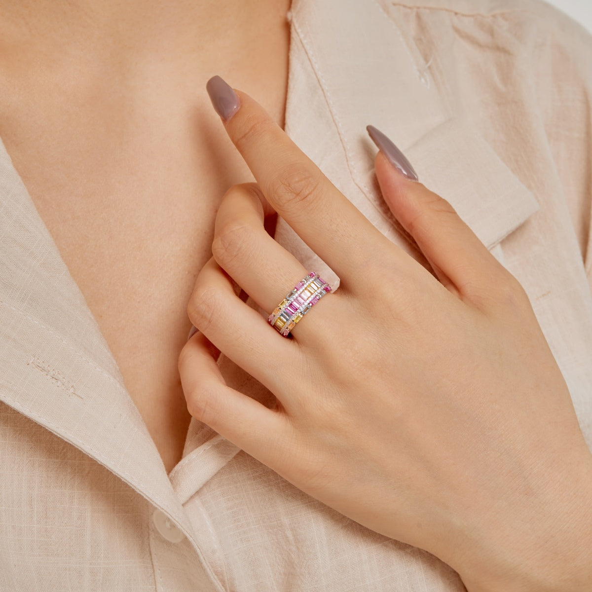 [Elite]Dazzling Colorful Radiant Cut Party Ring