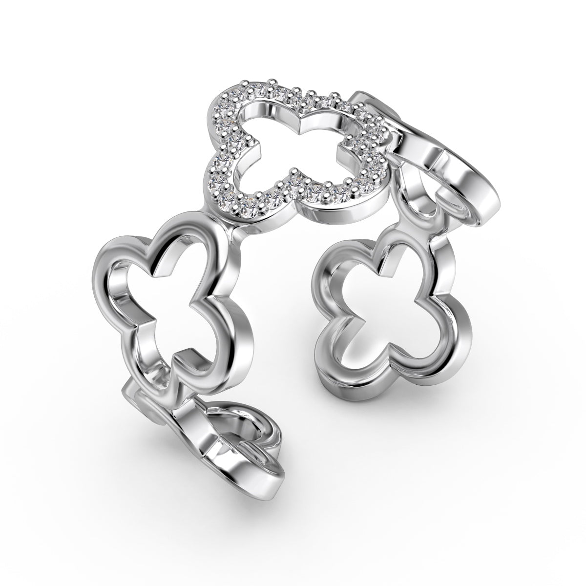 [Elite]Hollow Design Four-Leaf Clover Flower Shape Ring