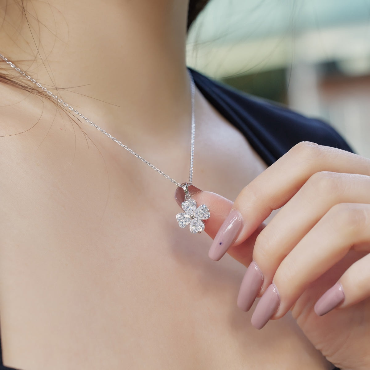 [Elite]Heart-Shaped Four-Leaf Clover Bead Necklace