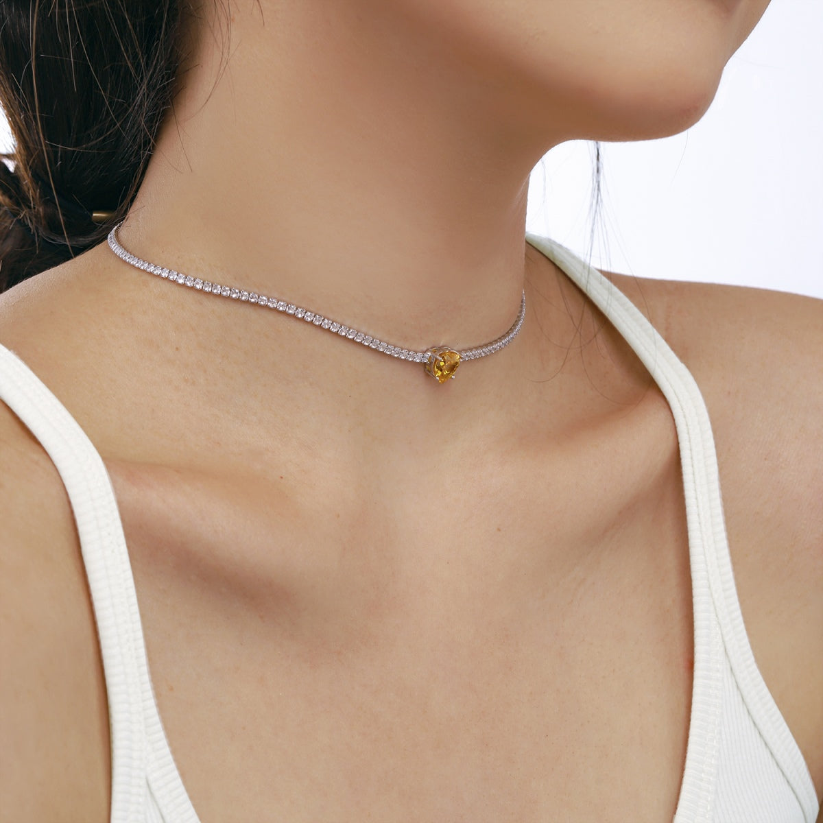 [Elite]2.0 Carat Sparkling Tennis Heart Cut Necklace