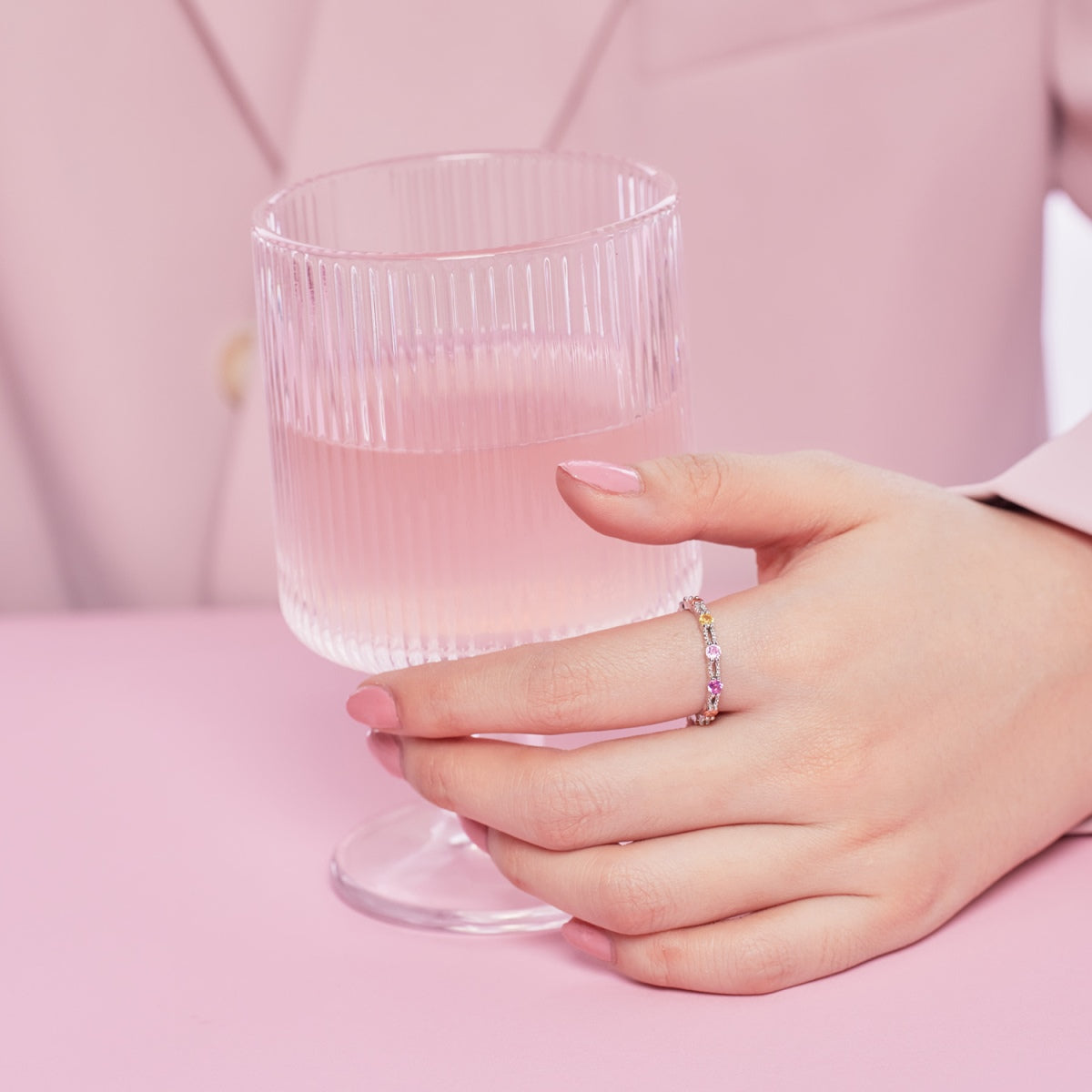 [Elite]Sparkling Colorful Round Cut Tennis Ring