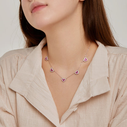 [Elite]Sparkling Five Heart Necklace