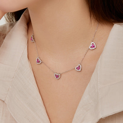 [Elite]Sparkling Five Heart Necklace