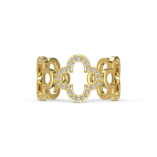 [Elite]Hollow Design Four-Leaf Clover Flower Shape Ring