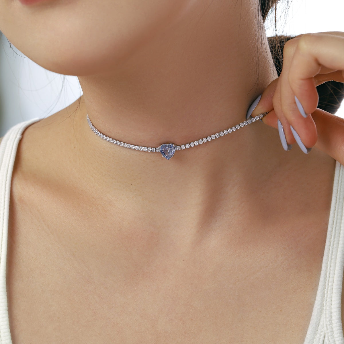 [Elite]2.0 Carat Sparkling Tennis Heart Cut Necklace