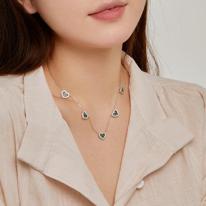 [Elite]Sparkling Five Heart Necklace