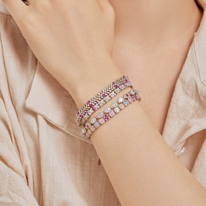 [Elite]Delicate Colorful Emerald Cut Daily Bracelet