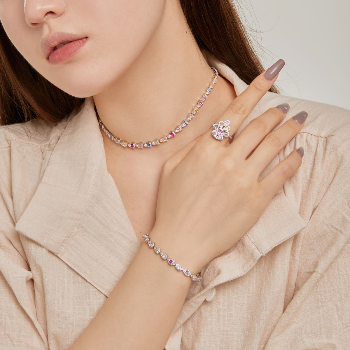 [Elite]0.25 Carat Radiant Water Drop Shape Daily Bracelet