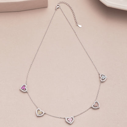 [Elite]Sparkling Five Heart Necklace