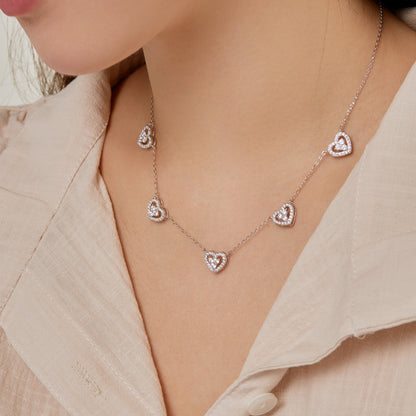 [Elite]Sparkling Five Heart Necklace