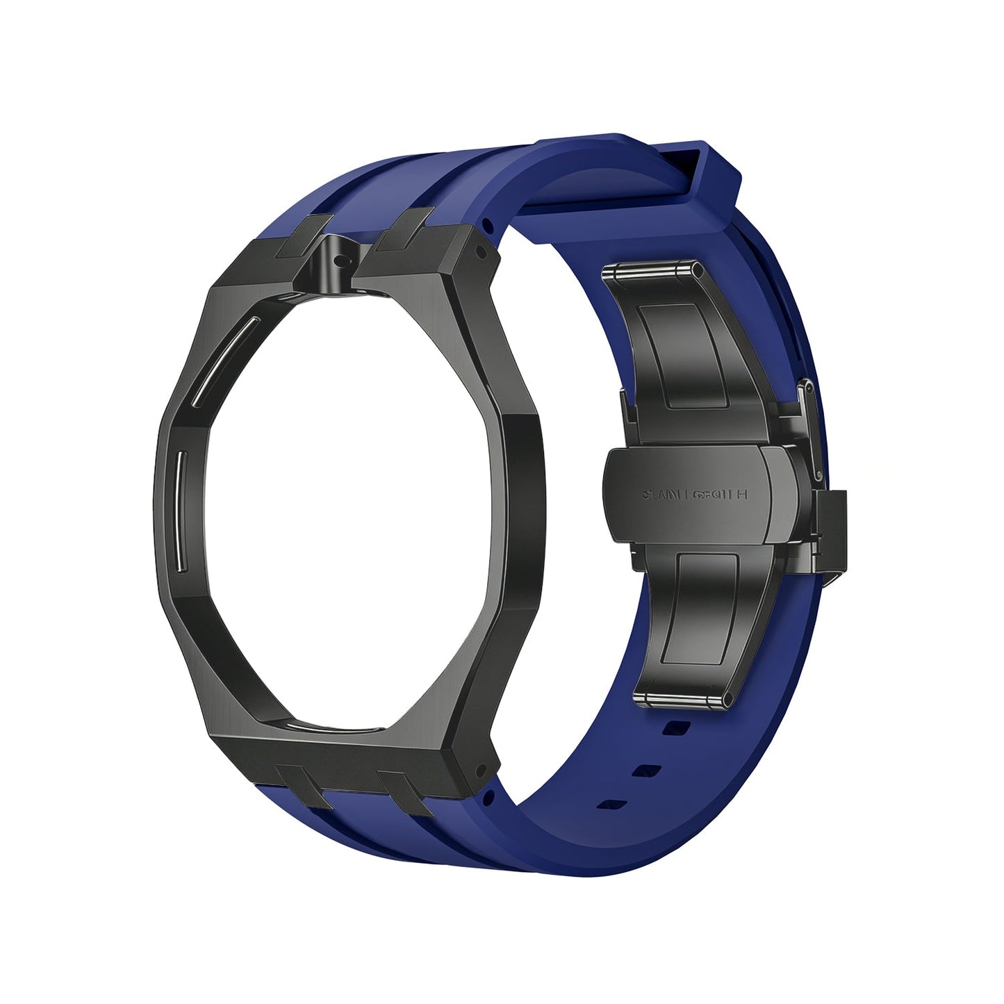 Oak Pop Black Steel Silicone Strap