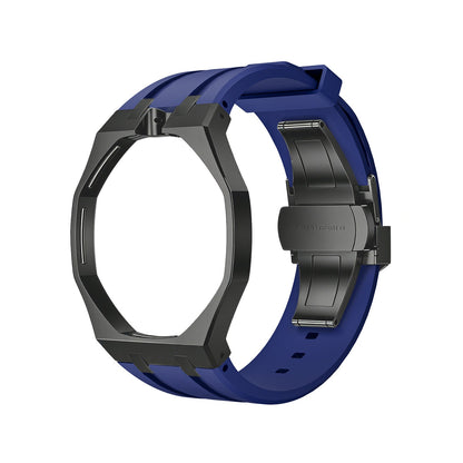Oak Pop Black Steel Silicone Strap