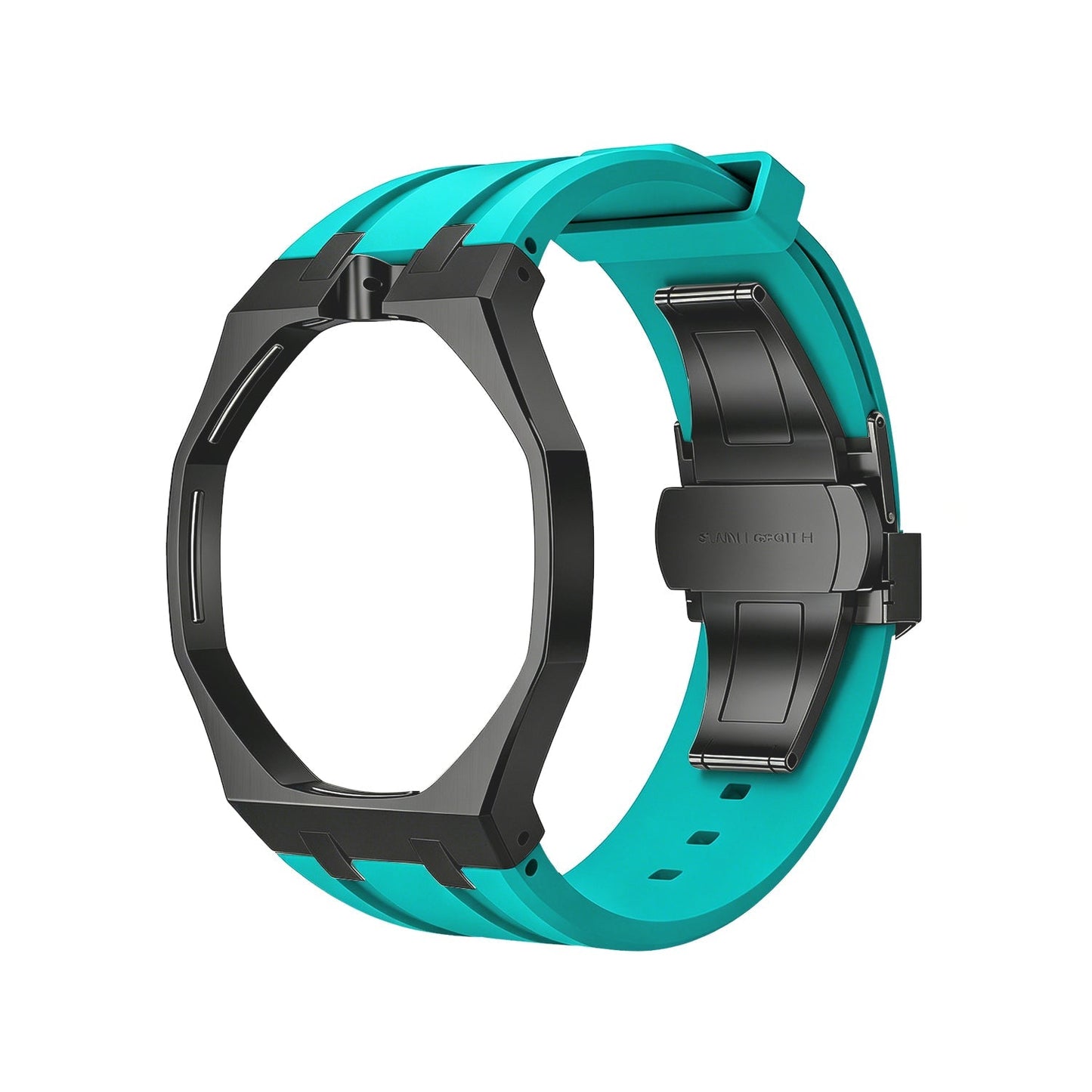 Oak Pop Black Steel Silicone Strap