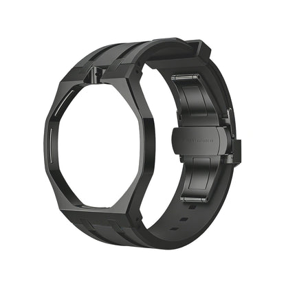 Oak Pop Black Steel Silicone Strap