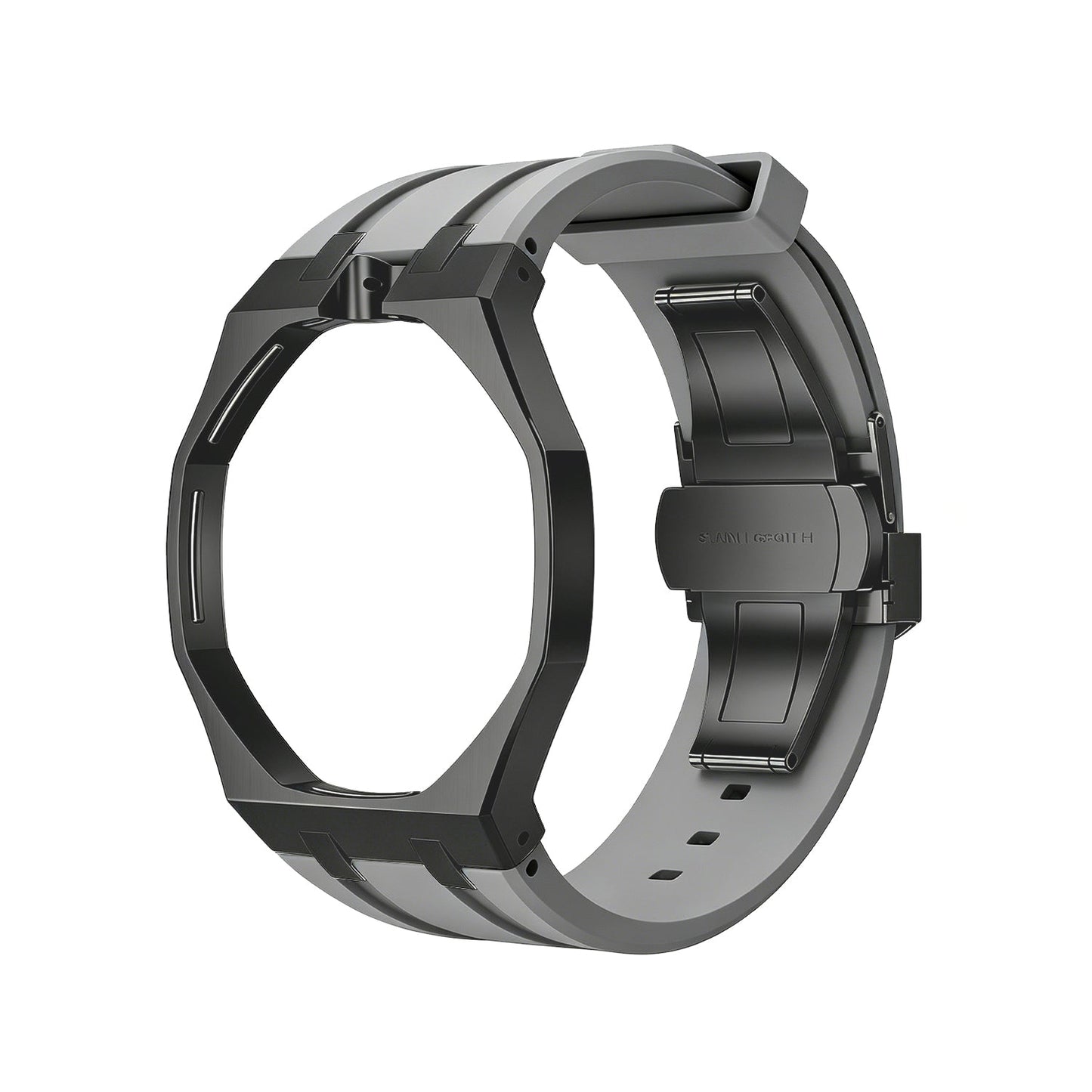 Oak Pop Black Steel Silicone Strap