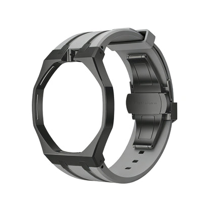 Oak Pop Black Steel Silicone Strap