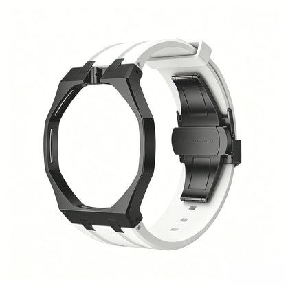 Oak Pop Black Steel Silicone Strap