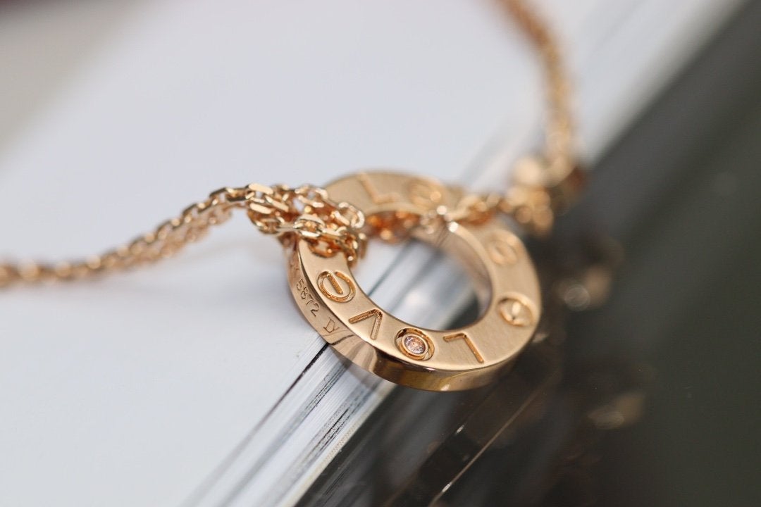 [Elite]LOVE NECKLACE ADJUSTABLE ROSE GOLD 2 DIAMOND